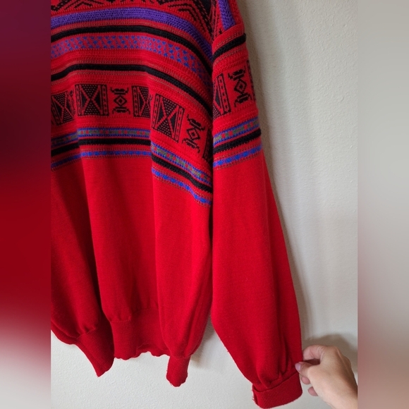 Vintage Meister Mens Red Wool Blend Ski Sweater. Size L - Picture 3 of 8